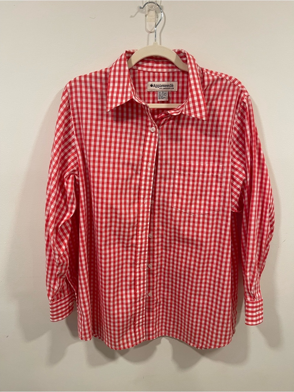 Appleseed's Red and White Gingham Button-Down Shirt